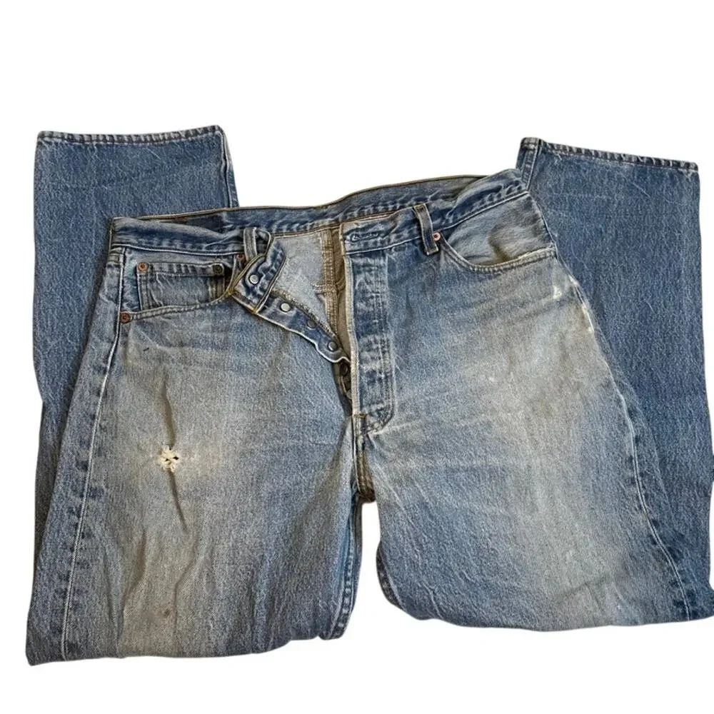 Levis 501xx Vintage 90s Blue Straight Leg Jeans Made in USA 38x32 1995